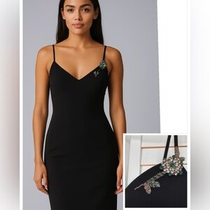 La Perla Crystal embellished Elegant Black Slip Dress